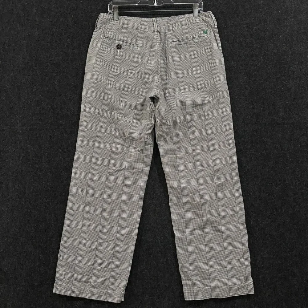 American Eagle Pants Mens 32x30 Gray Plaid Cotton Casual Flat Front Trousers